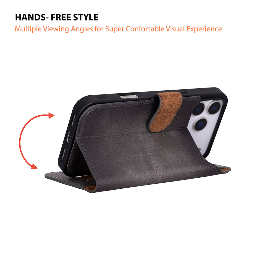 Meister Abnehmbare Premium-Leder-Wallet-Hülle für iPhone 17 Pro Max