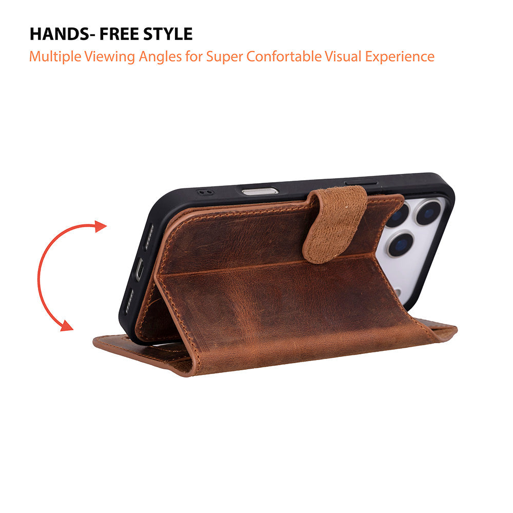 Meister Abnehmbare Premium-Leder-Wallet-Hülle für iPhone 17 Pro