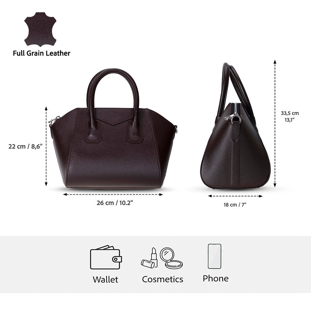 Lorenza Lederhandtasche für Damen, mittelgroß
