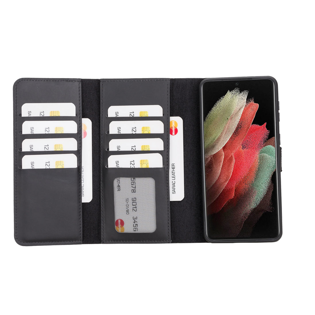 Santa Samsung Galaxy S21 Plus Leder-Hülle mit abnehmbarem Kartenfach