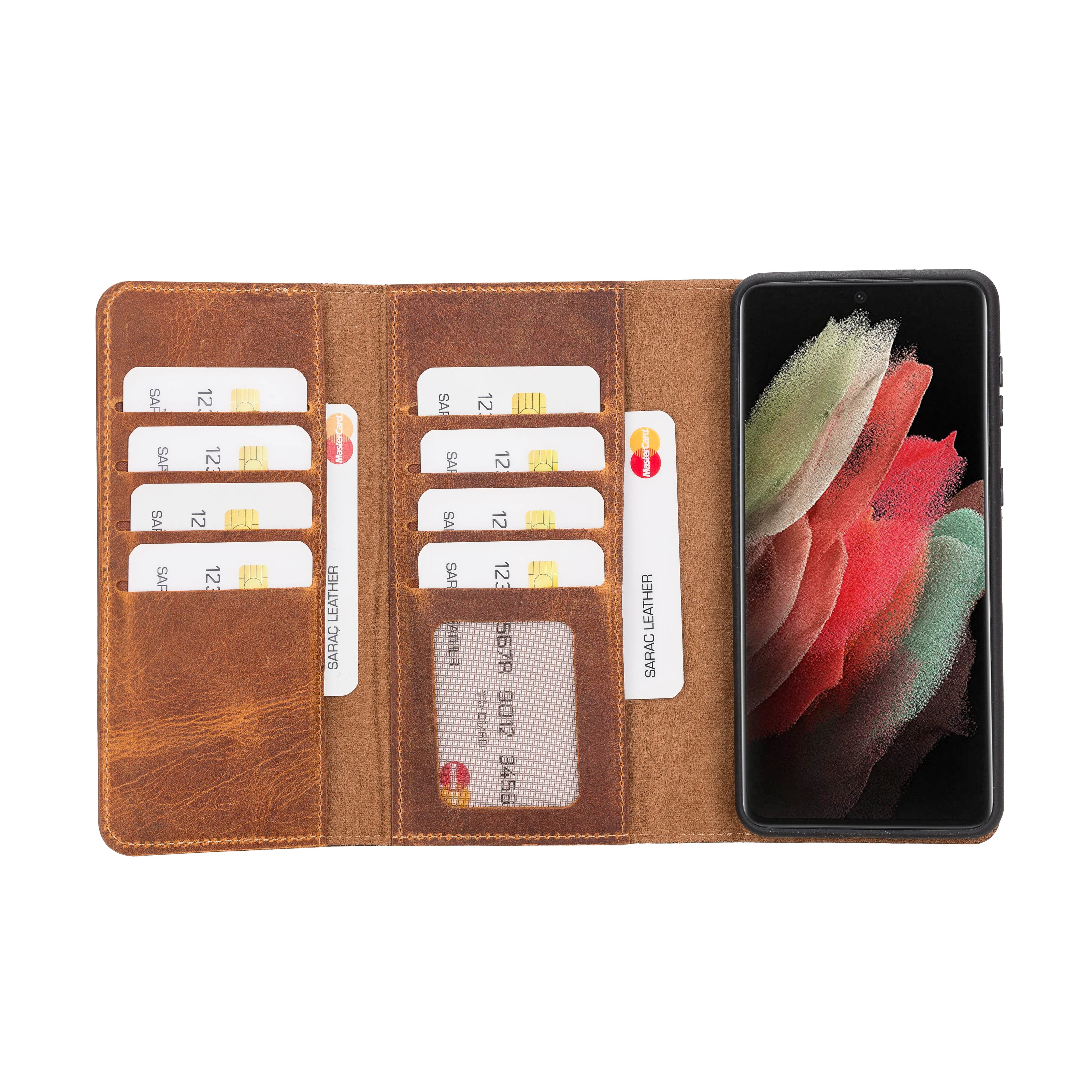 Santa Samsung Galaxy S21 Plus Leder-Hülle mit abnehmbarem Kartenfach