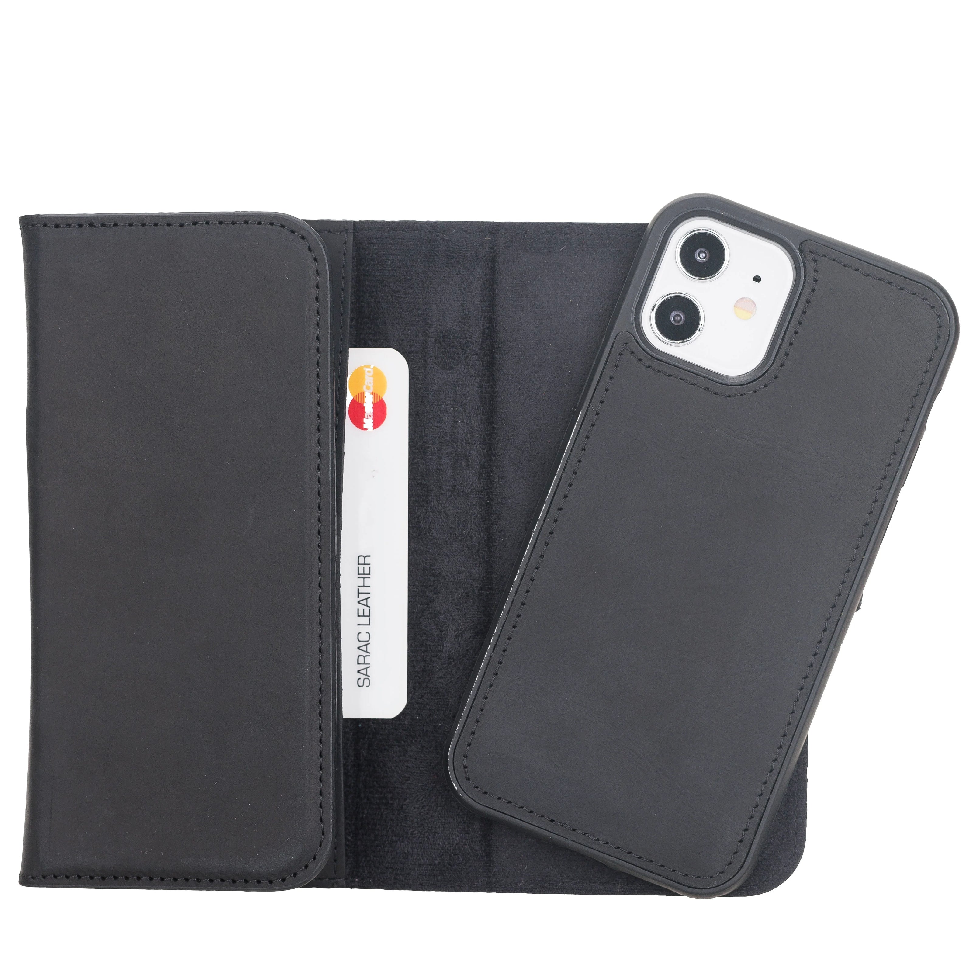 Weihnachtsmann iPhone 12 Mini Leder-Brieftaschenhülle mit abnehmbarem Verschluss