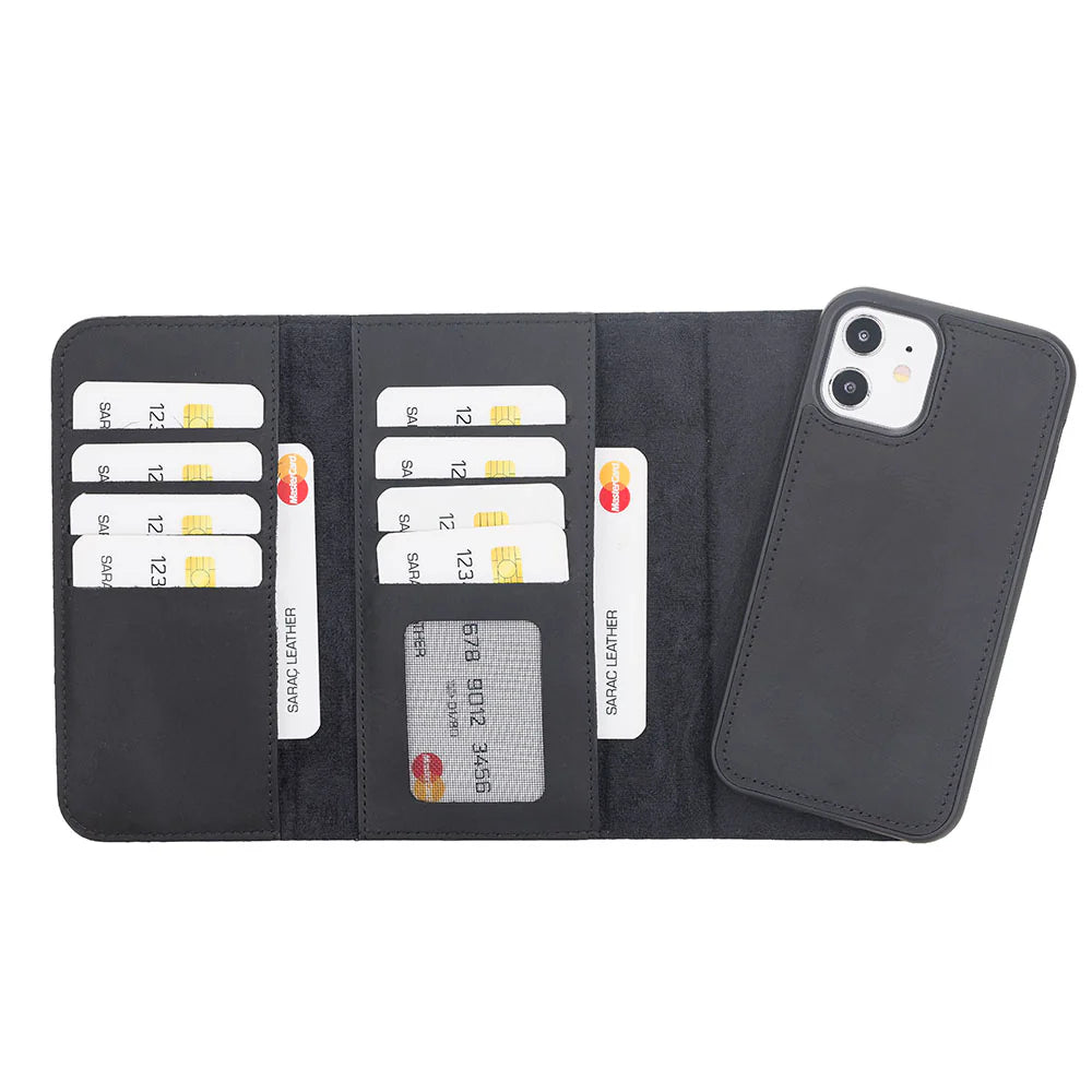 Weihnachtsmann iPhone 12 Mini Leder-Brieftaschenhülle mit abnehmbarem Verschluss