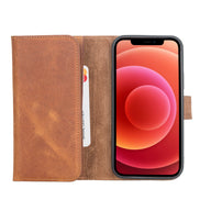 Weihnachtsmann iPhone 12 Mini Leder-Brieftaschenhülle mit abnehmbarem Verschluss