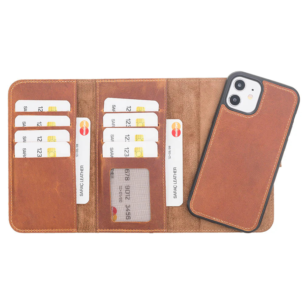 Santa I Phone 12 Mini Leather Detachable Wallet Case