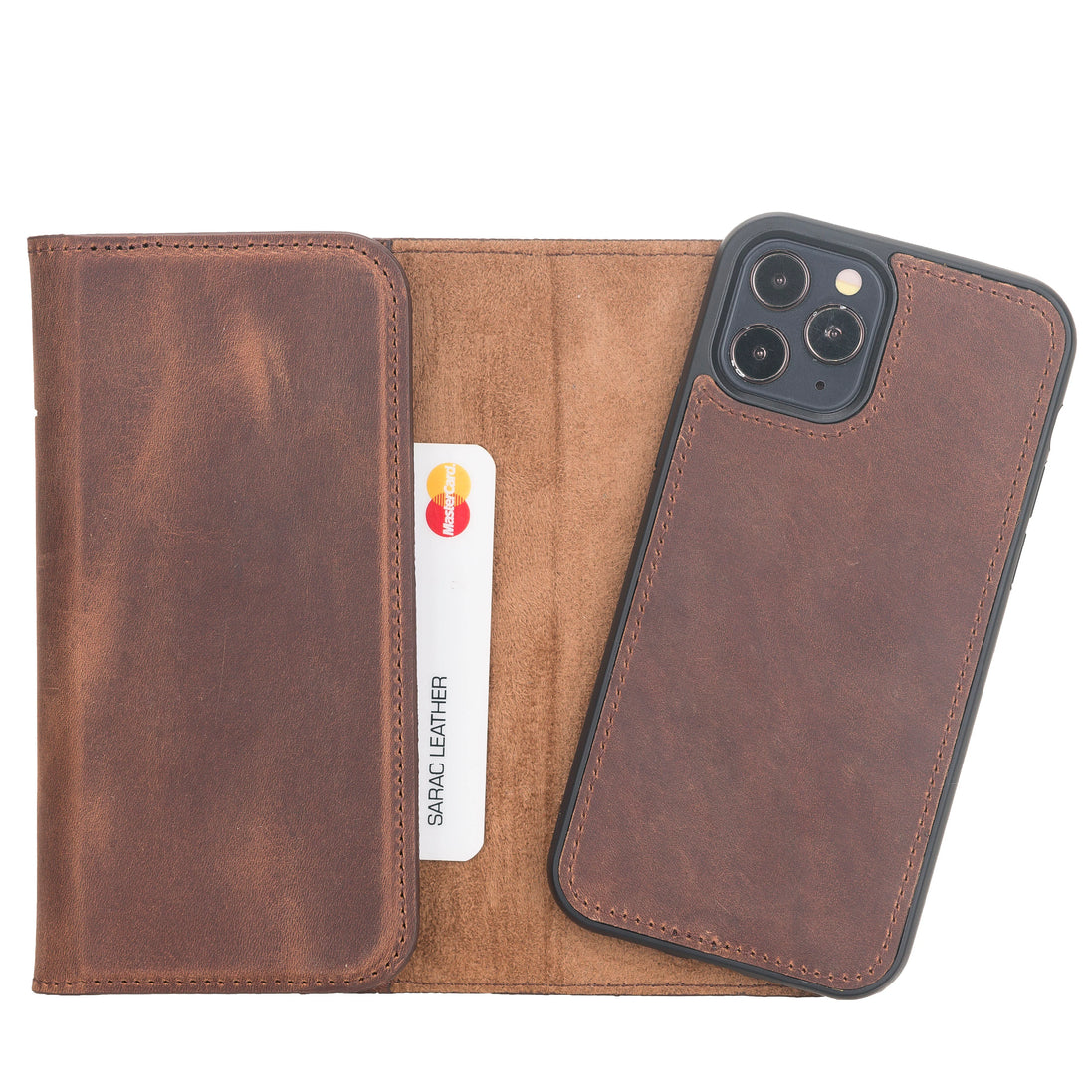 Weihnachtsmann iPhone 12 Pro Leder-Hülle mit abnehmbarem Brieftaschenmotiv
