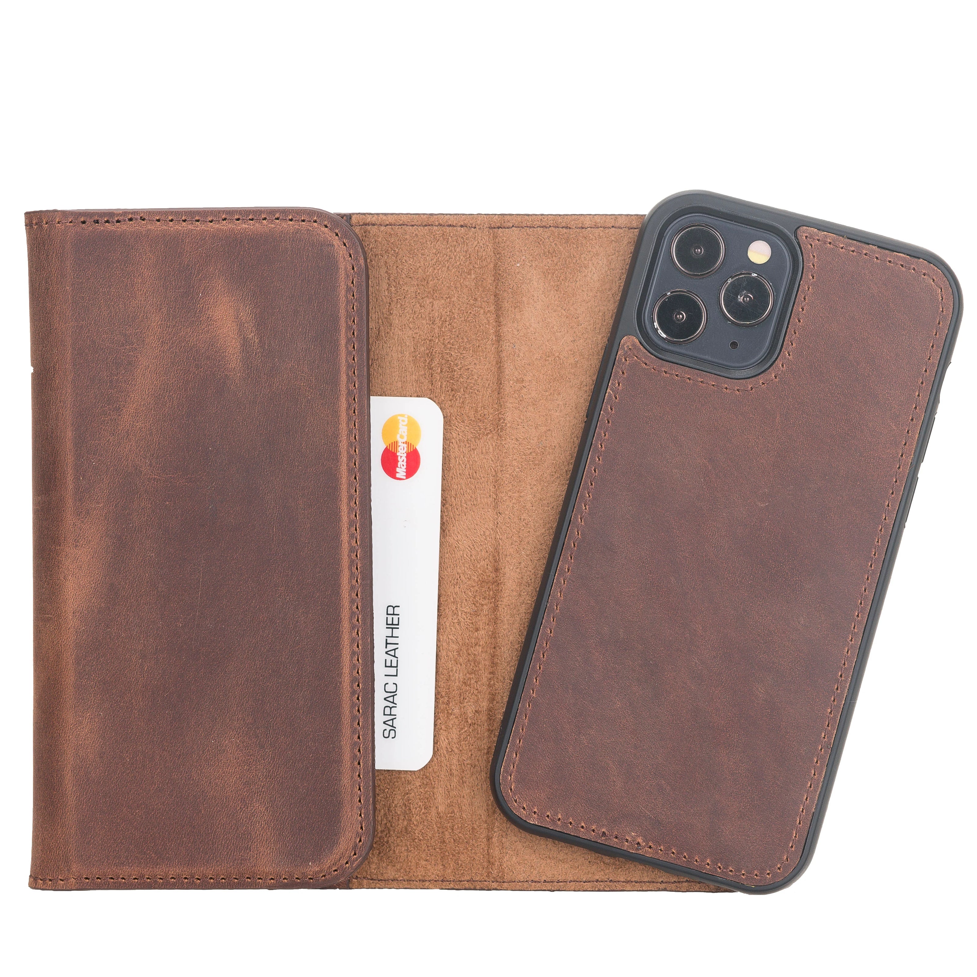 Weihnachtsmann iPhone 12 Pro Leder-Hülle mit abnehmbarem Brieftaschenmotiv