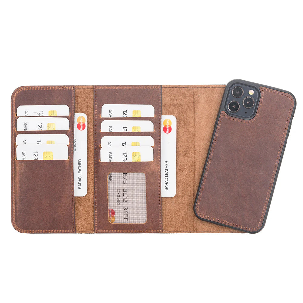 Weihnachtsmann iPhone 12 Pro Leder-Hülle mit abnehmbarem Brieftaschenmotiv