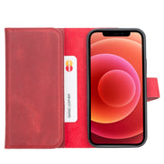 Weihnachtsmann iPhone 12 Mini Leder-Brieftaschenhülle mit abnehmbarem Verschluss
