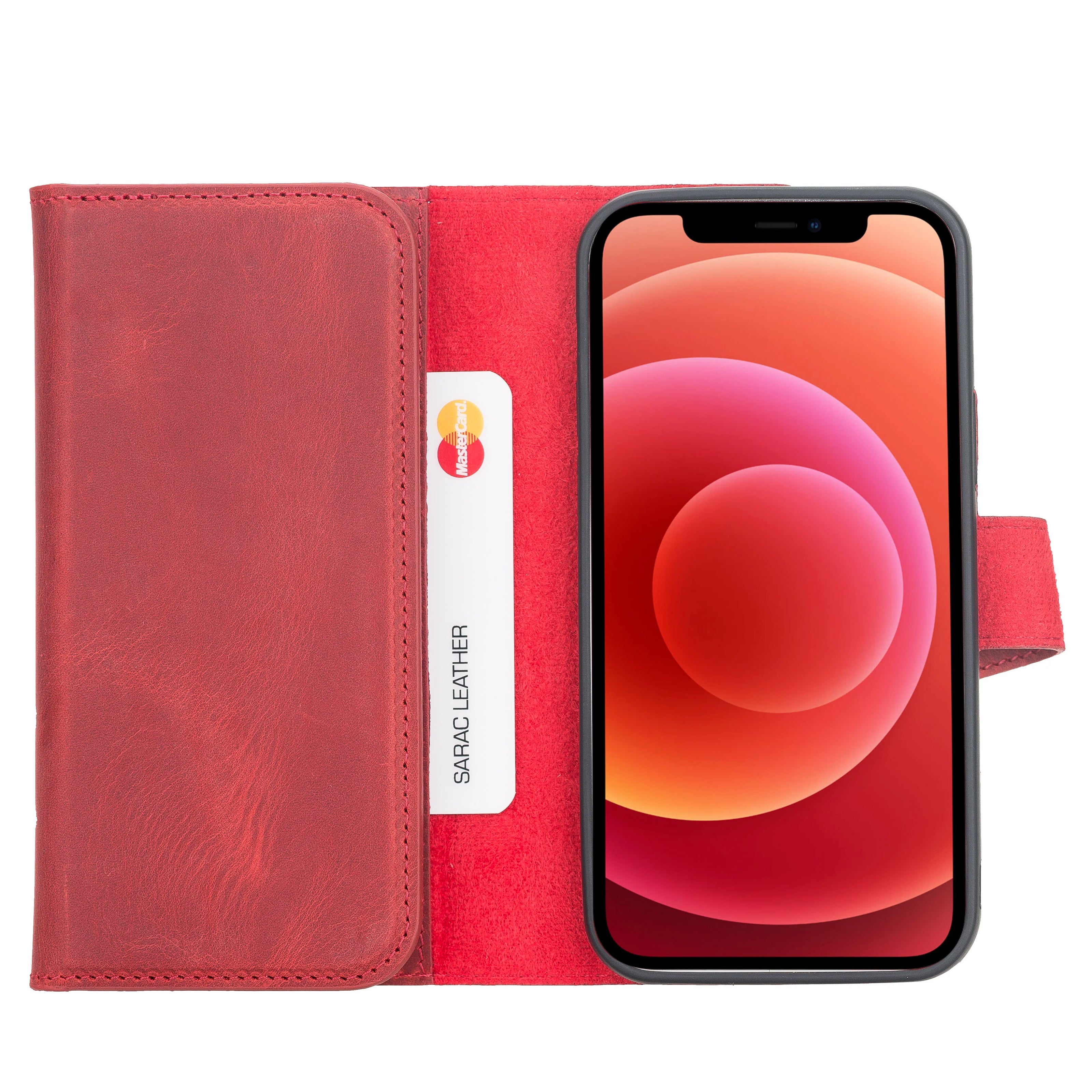 Weihnachtsmann iPhone 12 Mini Leder-Brieftaschenhülle mit abnehmbarem Verschluss