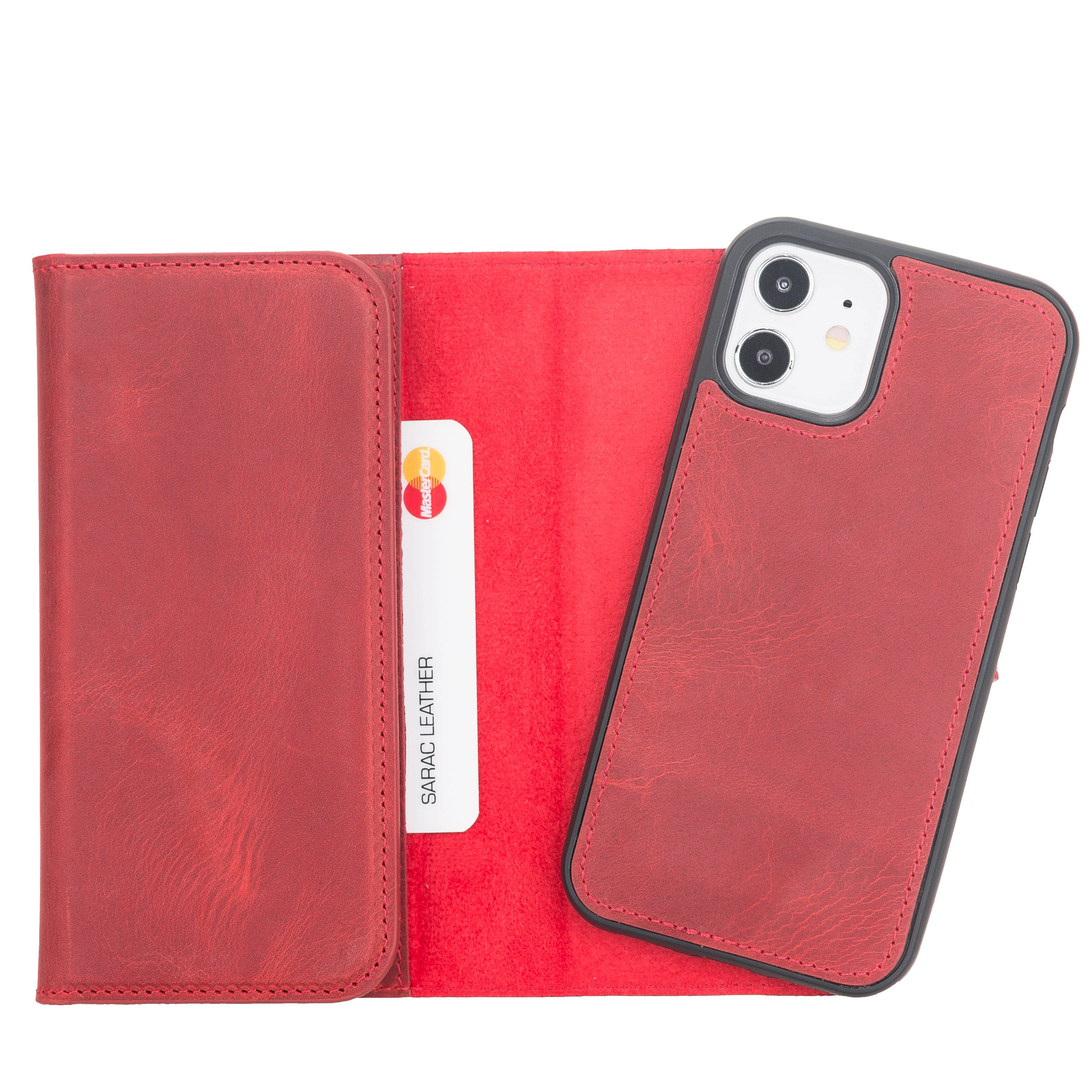 Weihnachtsmann iPhone 12 Mini Leder-Brieftaschenhülle mit abnehmbarem Verschluss