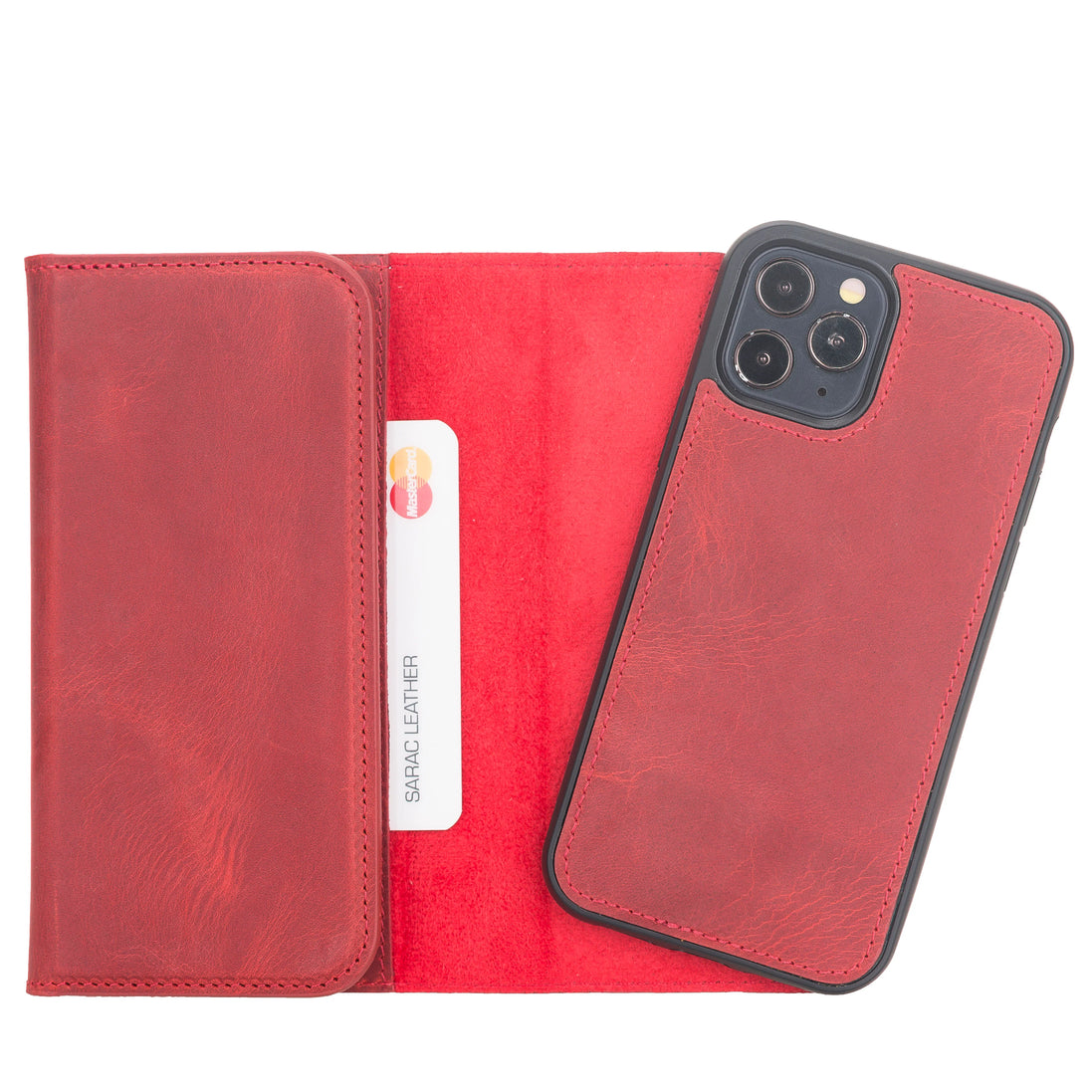 Weihnachtsmann iPhone 12 Pro Leder-Hülle mit abnehmbarem Brieftaschenmotiv