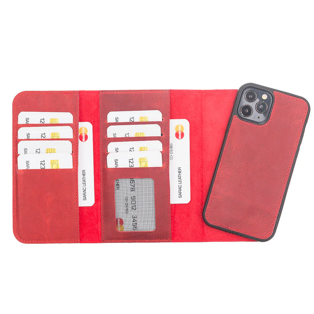 Weihnachtsmann iPhone 12 Pro Leder-Hülle mit abnehmbarem Brieftaschenmotiv