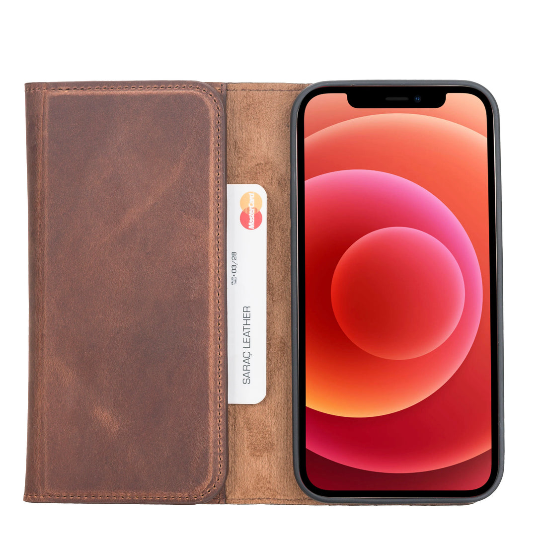 Weihnachtsmann iPhone 12 Mini Leder-Brieftaschenhülle mit abnehmbarem Verschluss