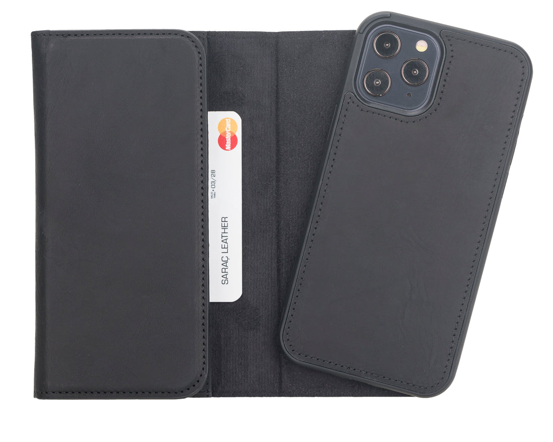 Weihnachtsmann iPhone 12 Pro Leder-Hülle mit abnehmbarem Brieftaschenmotiv