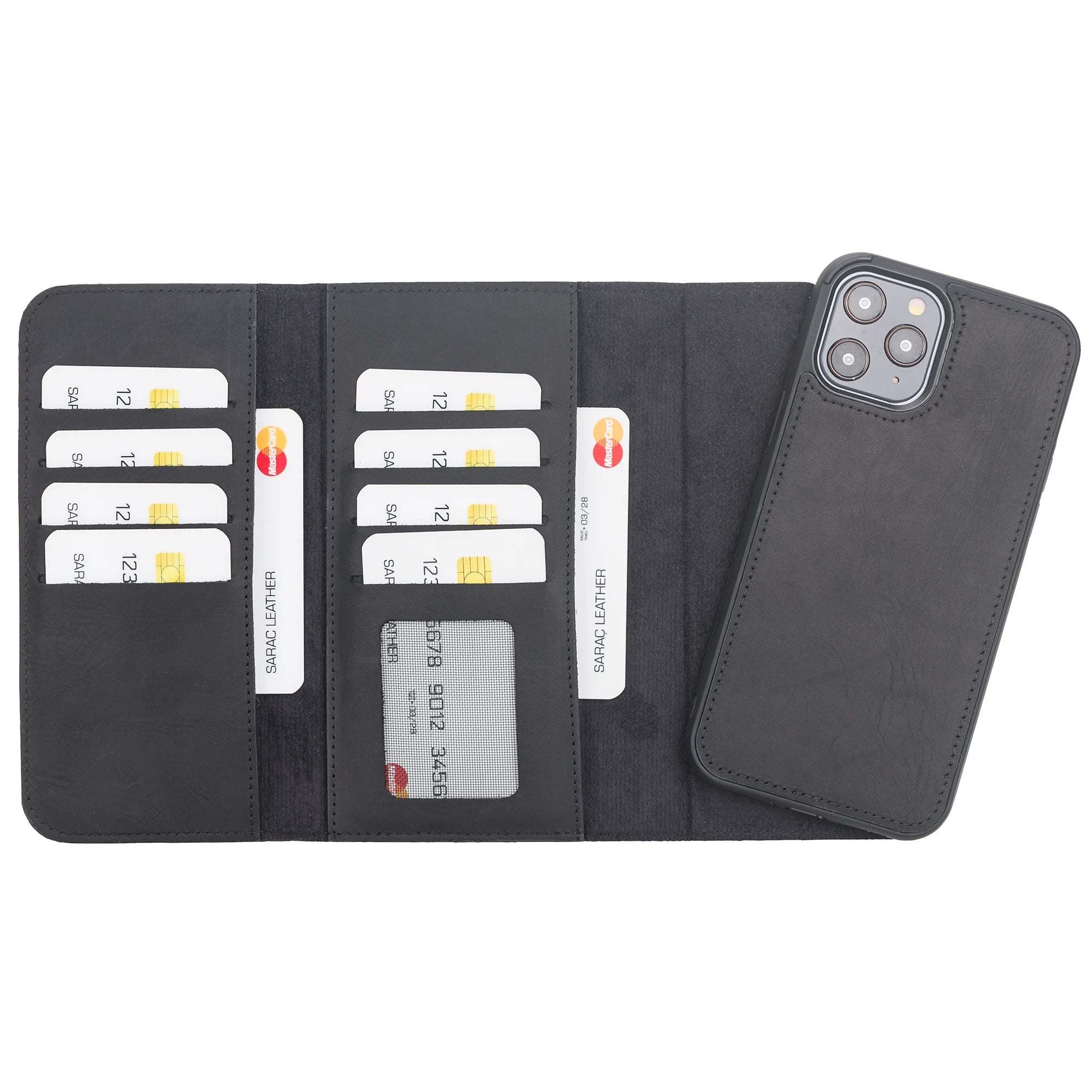 Weihnachtsmann iPhone 12 Pro Leder-Hülle mit abnehmbarem Brieftaschenmotiv