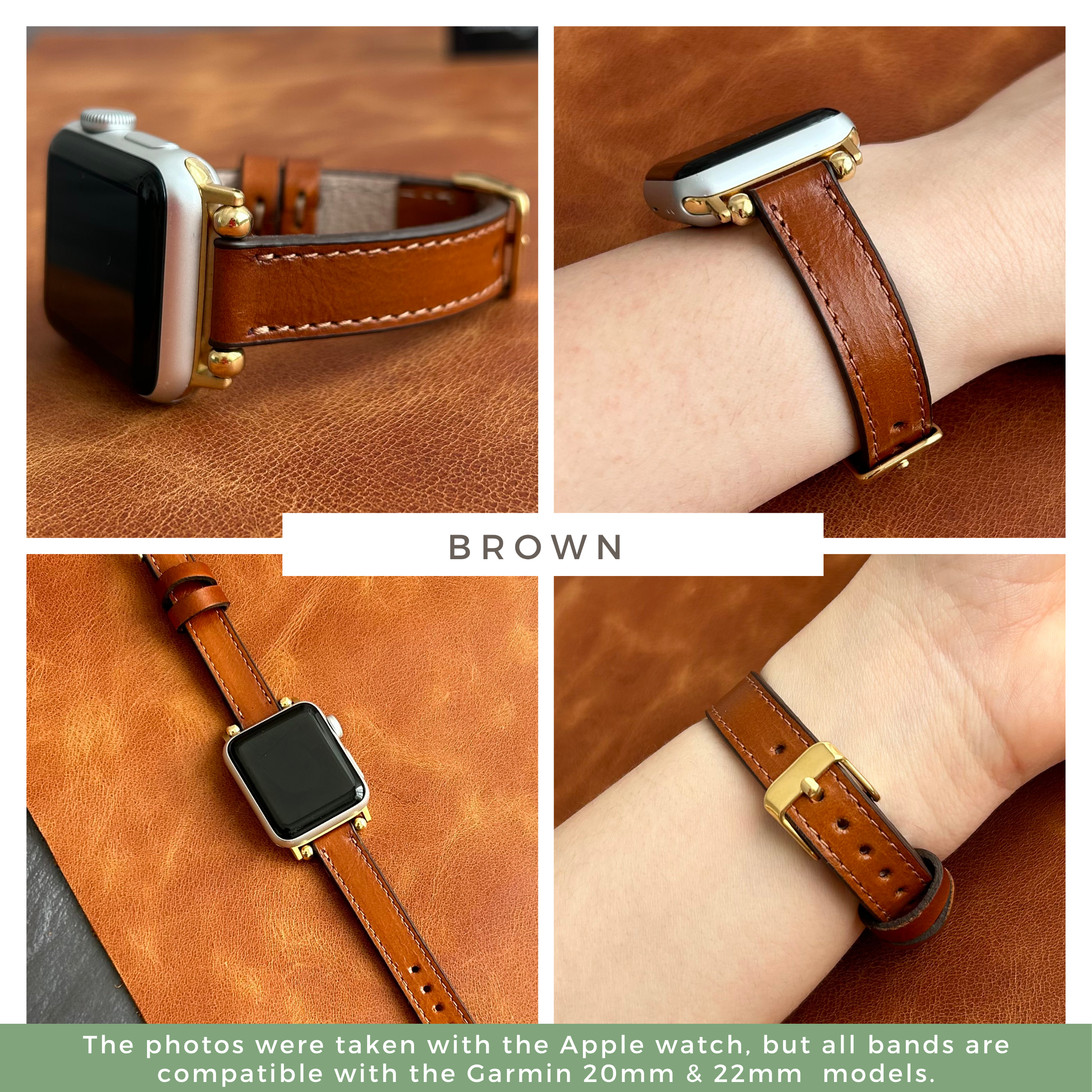 Leather Men Bands for All Garmin Smart Watches