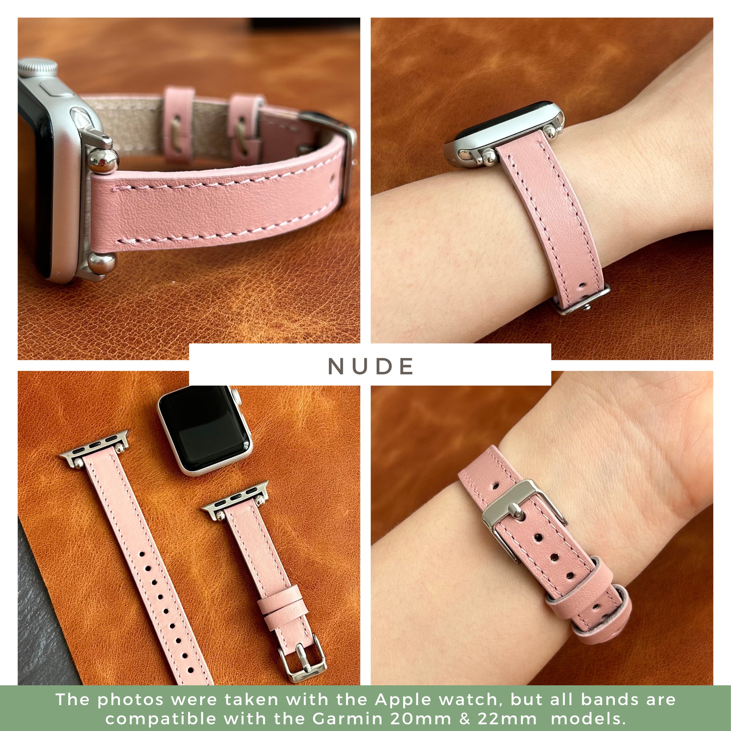 Lederarmbänder für Damen, passend für alle Garmin Smartwatches