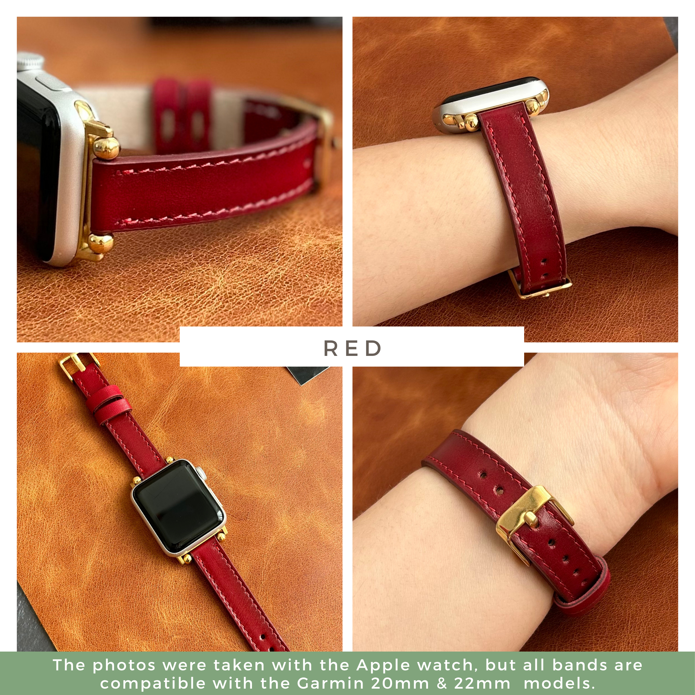 Lederarmbänder für Damen, passend für alle Garmin Smartwatches