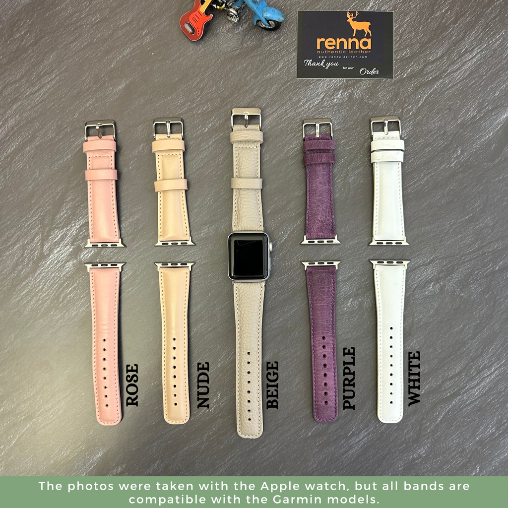Leather Women Bands for All Garmin Smart Watches