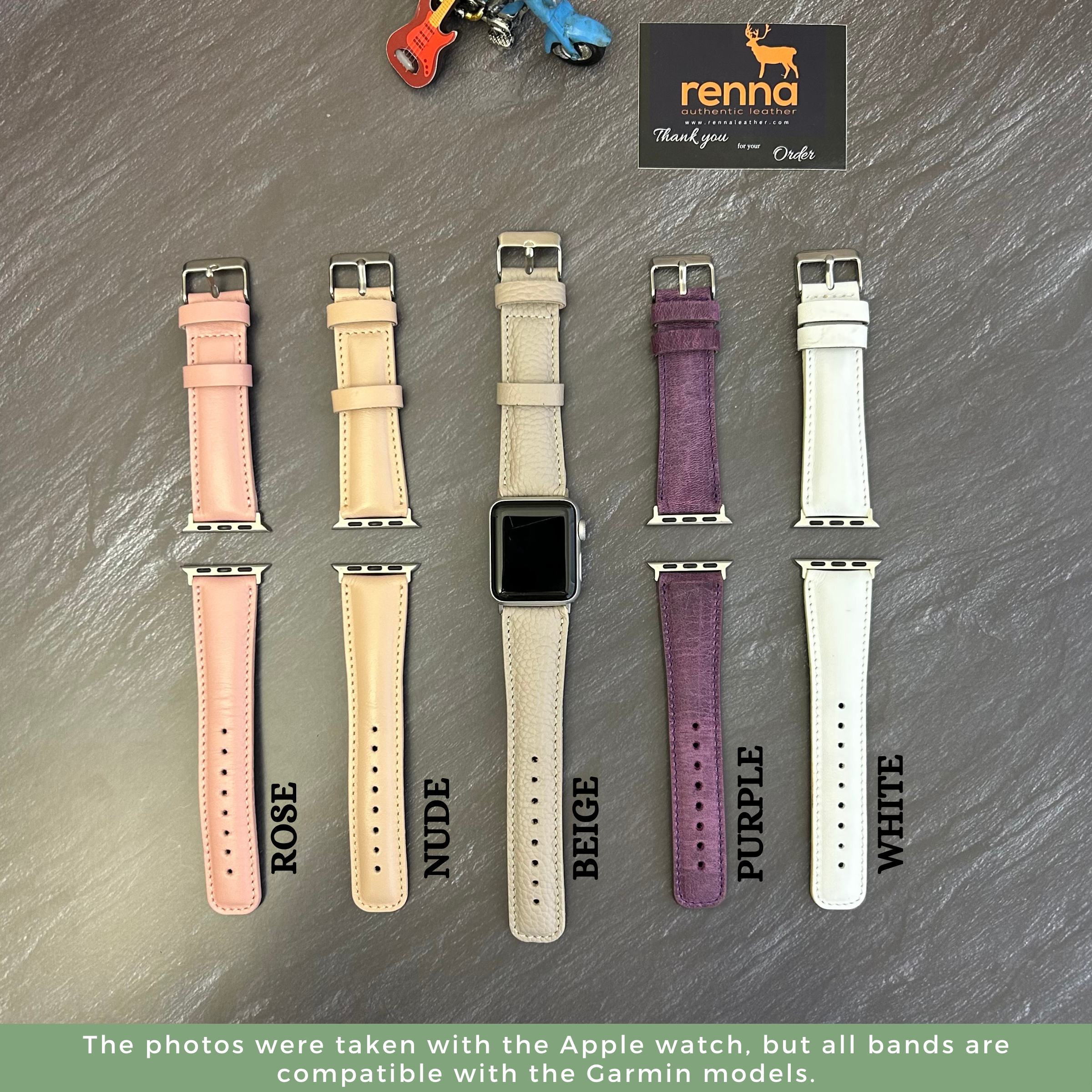 Leather Women Bands for All Garmin Smart Watches