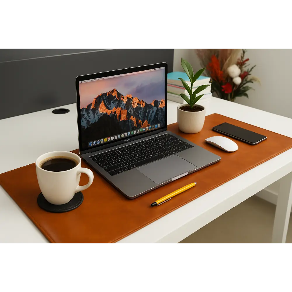 Schreibtischunterlage aus echtem Leder, 37 x 80