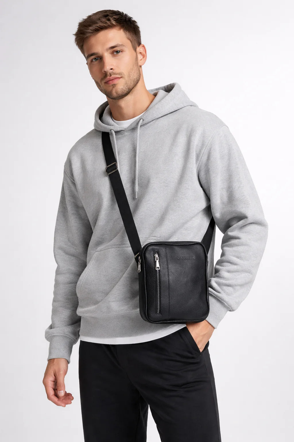 Carrera Torrenzio Men's Genuine Leather Crossbody Bag - Messenger Shoulder Bag for Travel and Daily Use