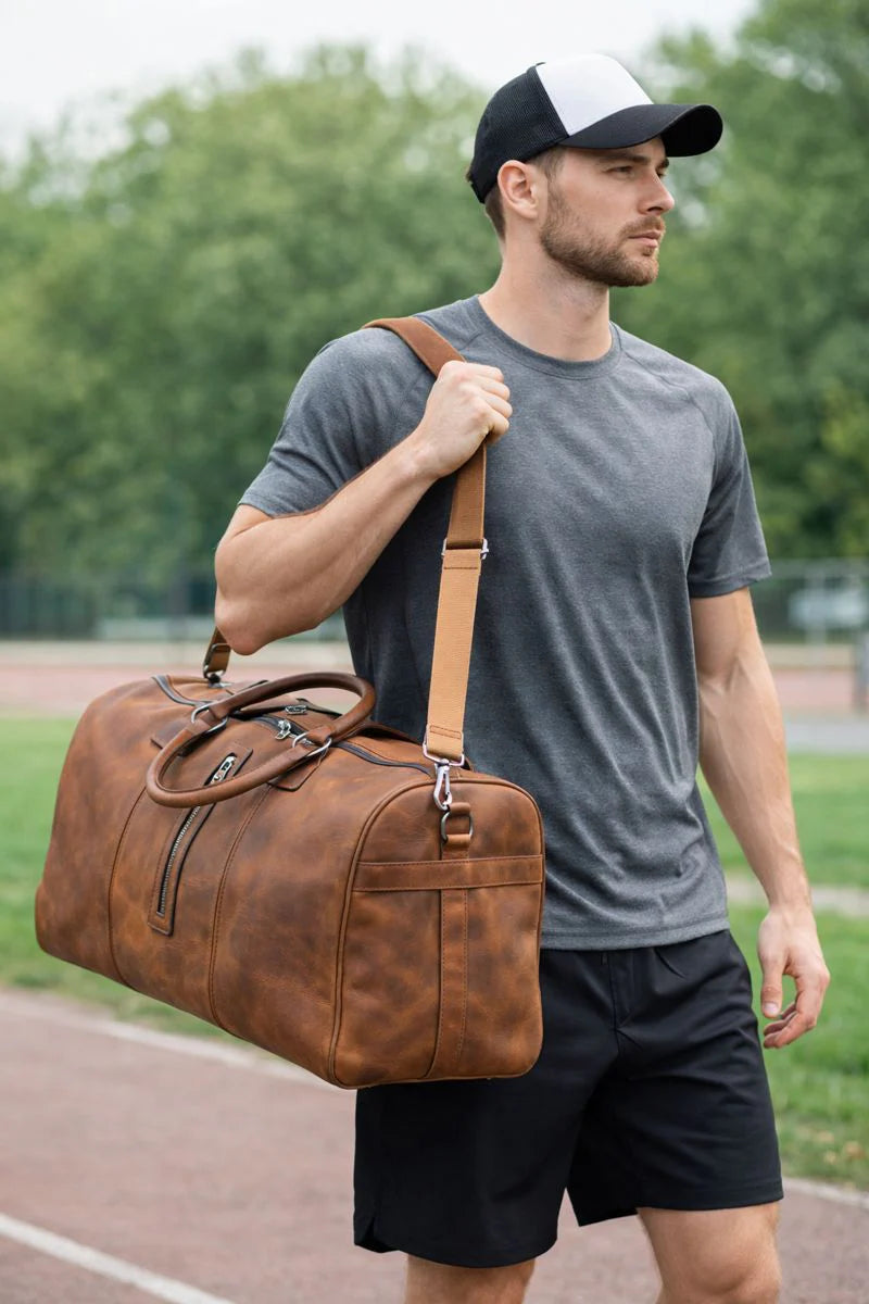 Dolly Handcrafted Leather Duffle Bag | Full Grain Leather Weekender Travel Bag