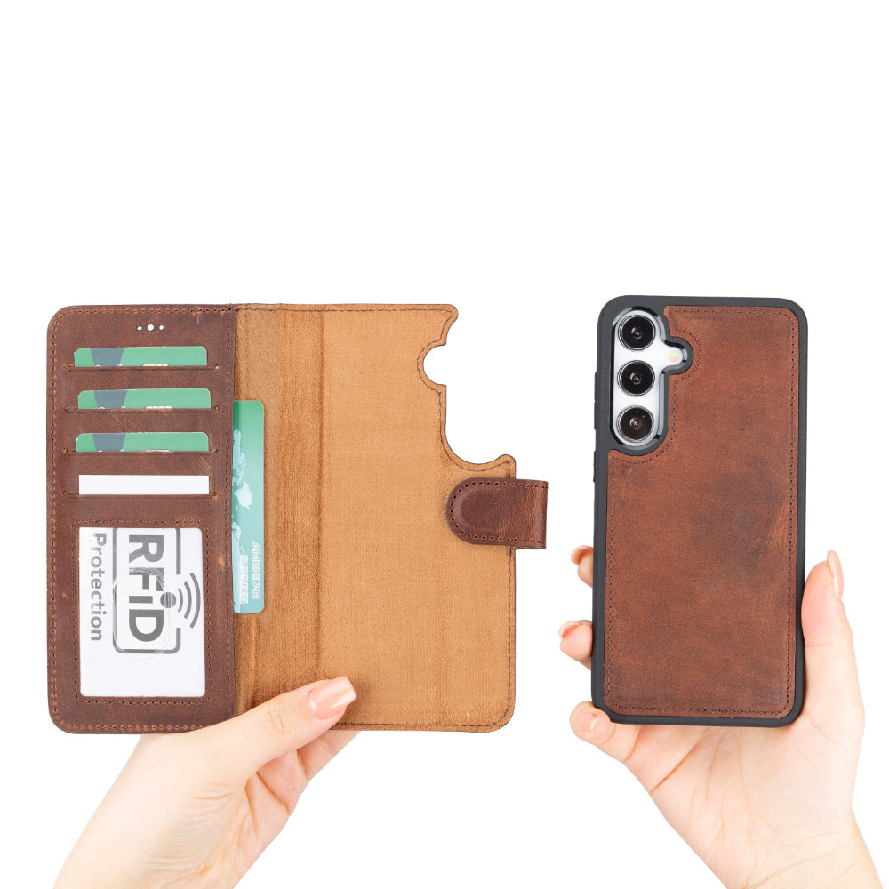 Magische abnehmbare Leder-Brieftaschenhülle für Samsung Galaxy S25