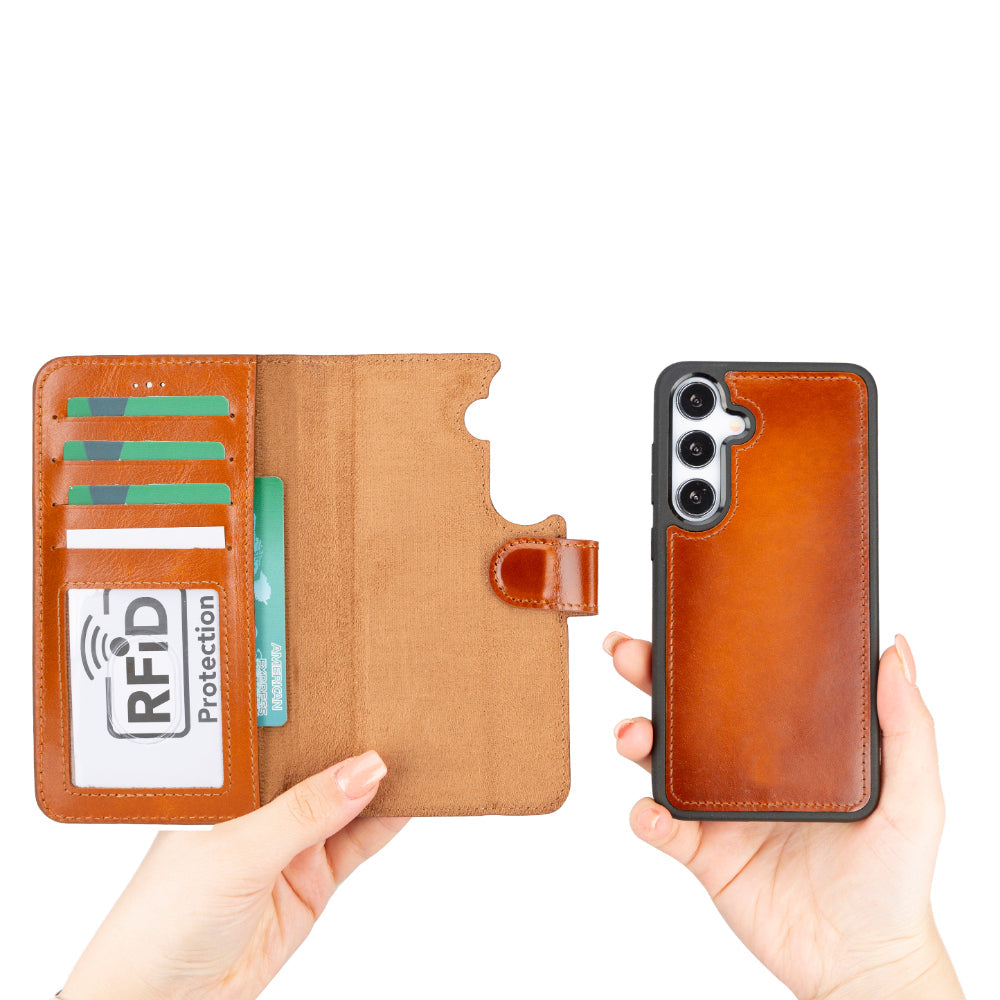 Magische abnehmbare Leder-Brieftaschenhülle für Samsung Galaxy S25 Plus