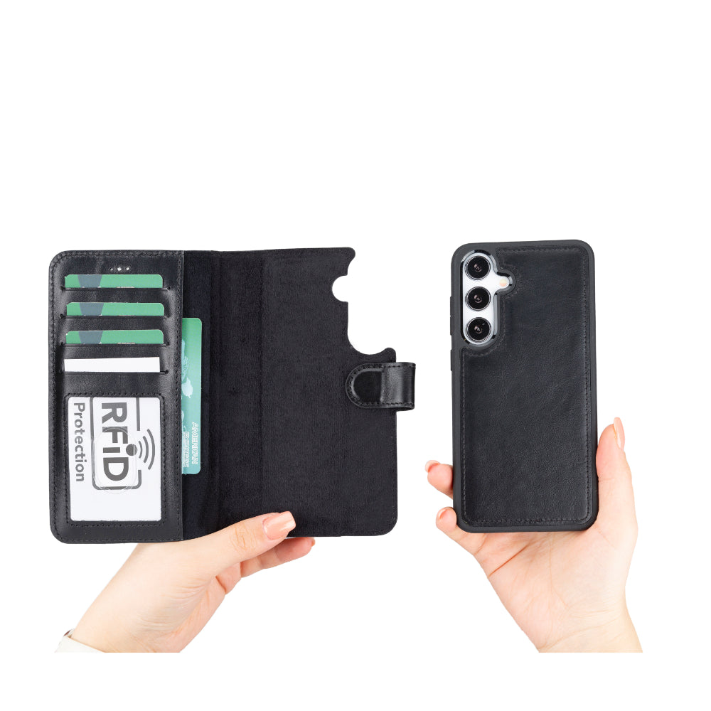 Magische abnehmbare Leder-Brieftaschenhülle für Samsung Galaxy S25