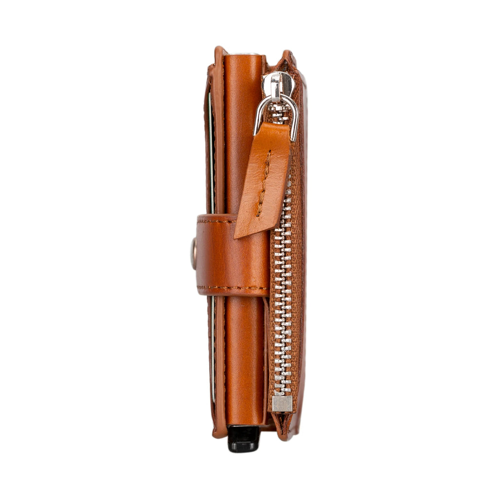 Mechanischer Kartenhalter aus Leder mit Reißverschluss
