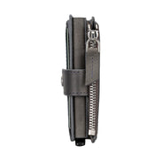Mechanischer Kartenhalter aus Leder mit Reißverschluss