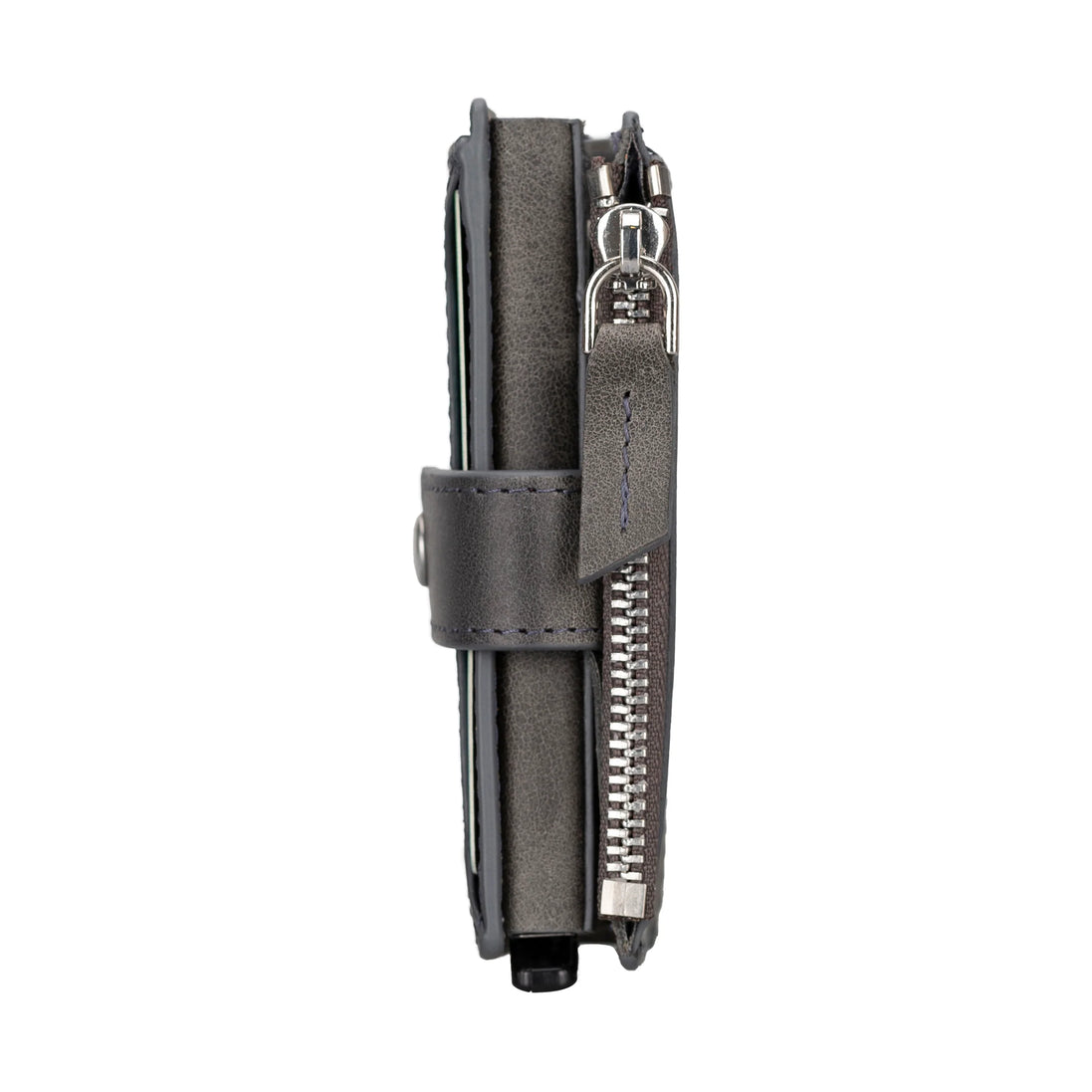 Mechanischer Kartenhalter aus Leder mit Reißverschluss