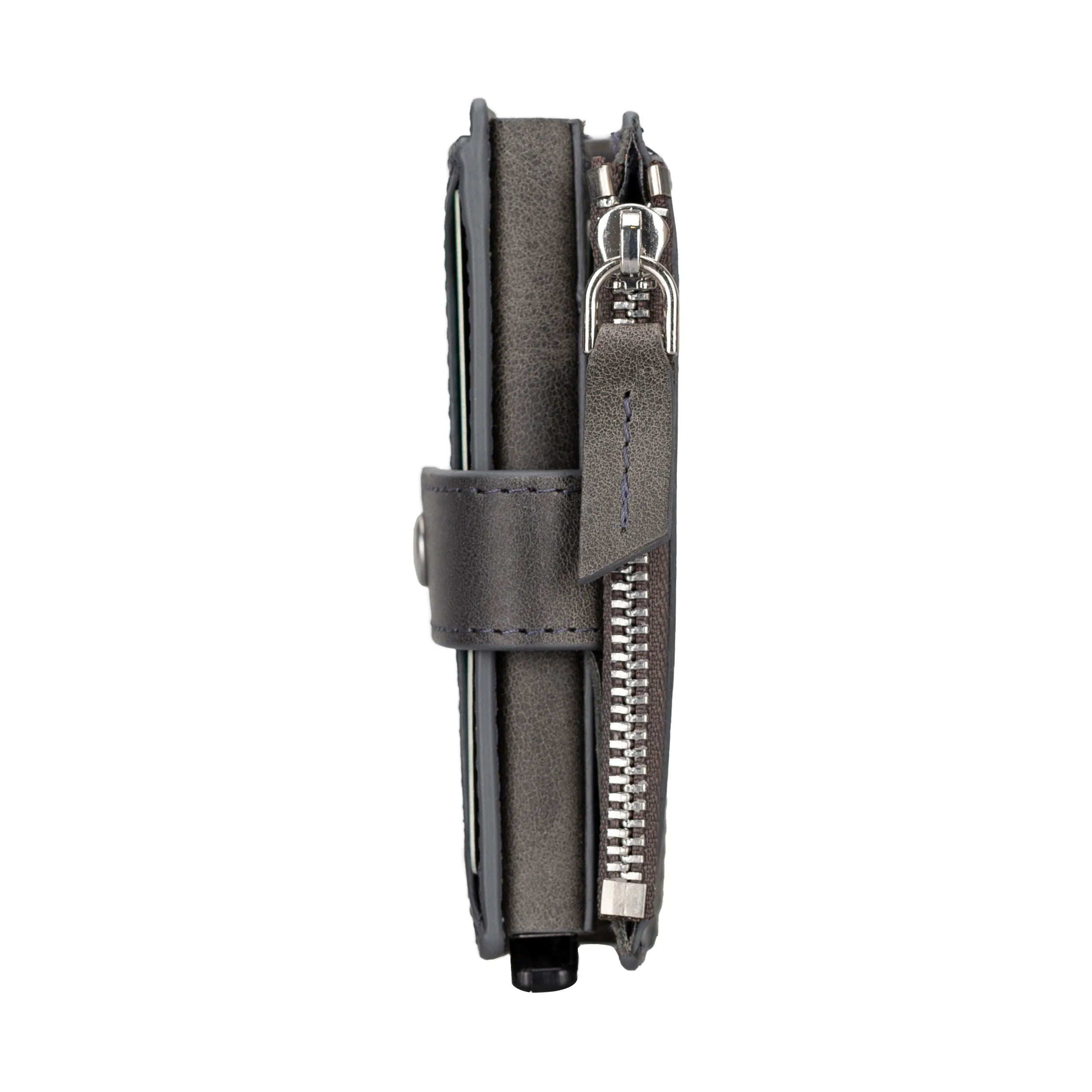 Mechanischer Kartenhalter aus Leder mit Reißverschluss