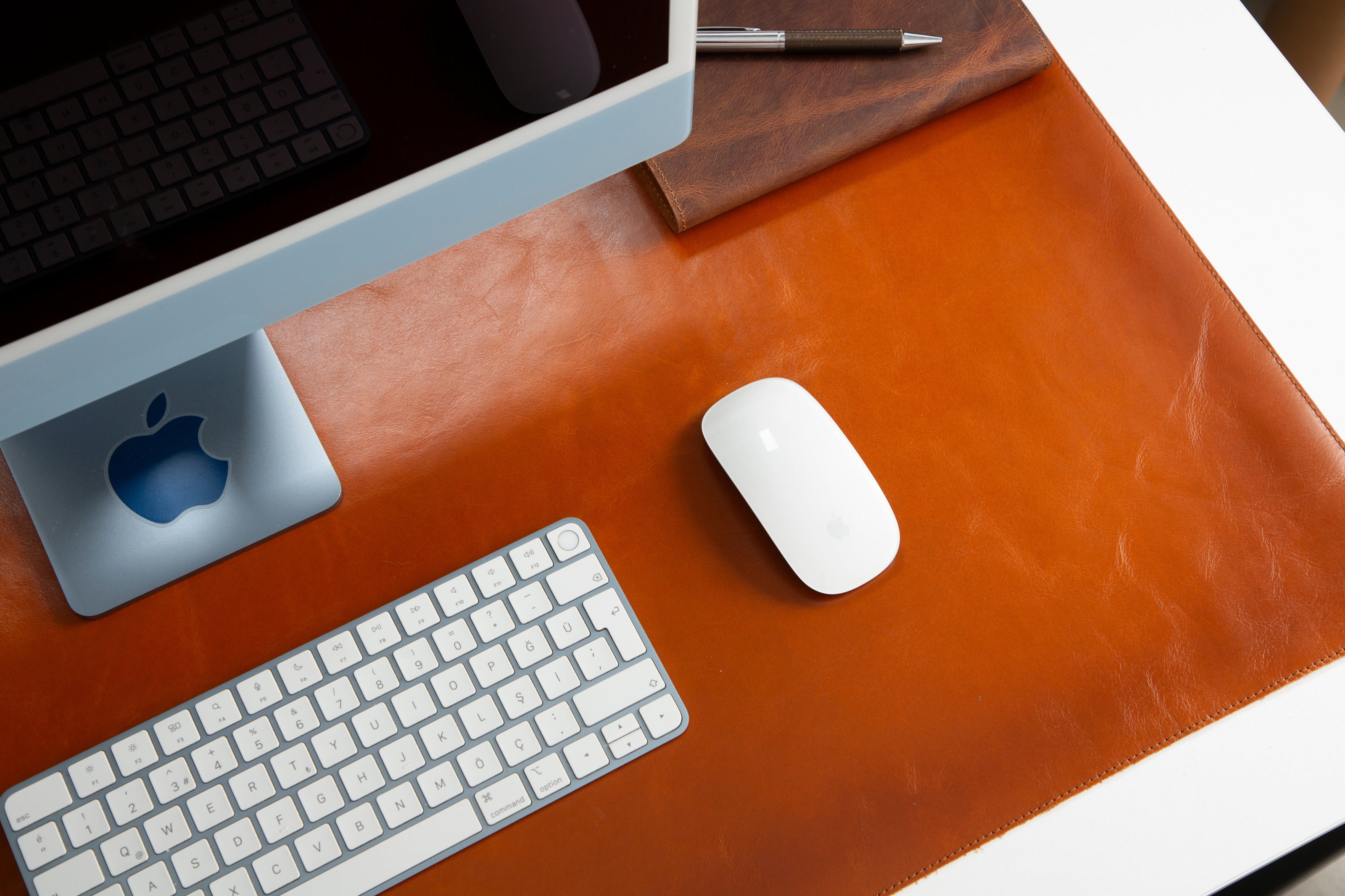 Schreibtischunterlage aus echtem Leder, 37 x 80