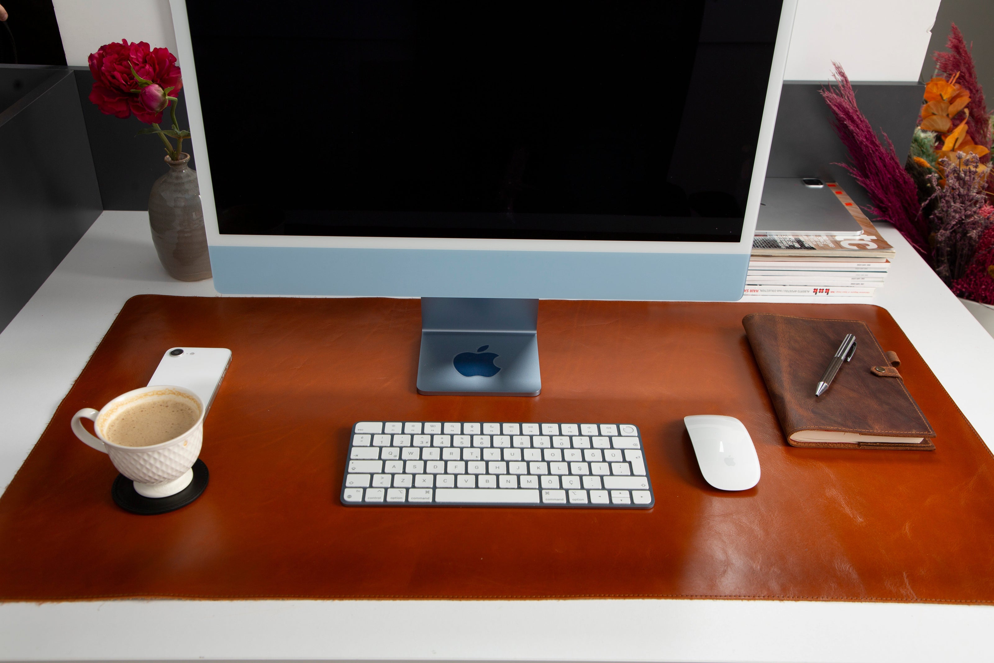 Anpassbare Schreibtischunterlage aus echtem Leder