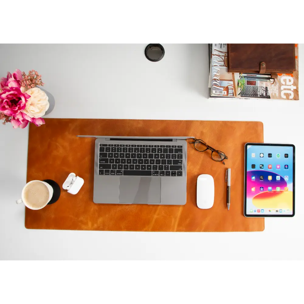 Schreibtischunterlage aus echtem Leder, 37 x 80