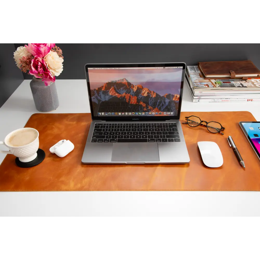 Schreibtischunterlage aus echtem Leder, 37 x 80