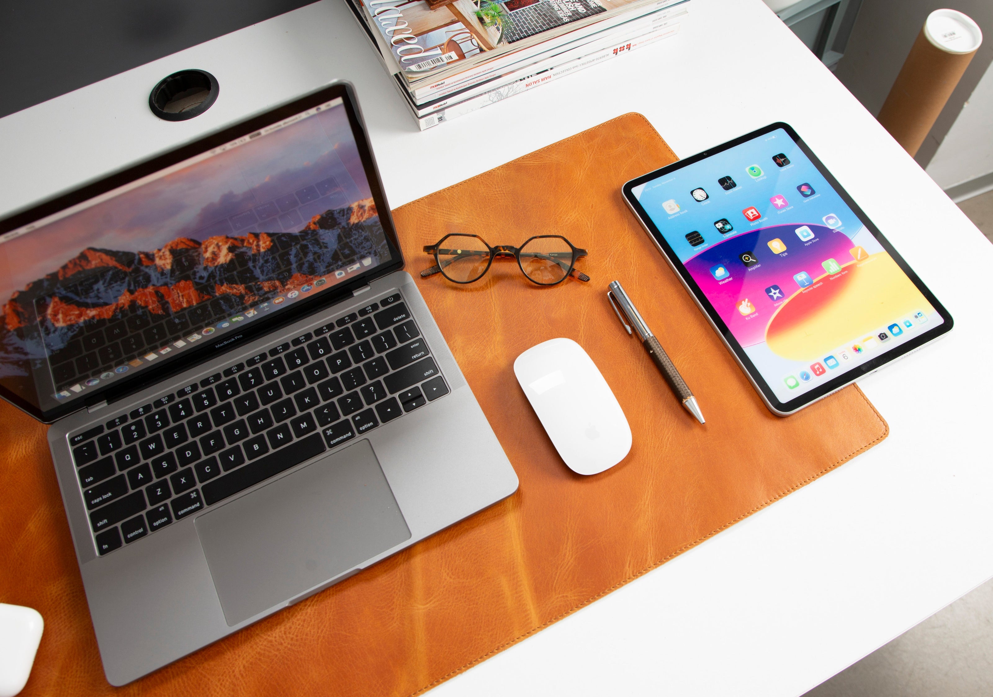 Anpassbare Schreibtischunterlage aus echtem Leder