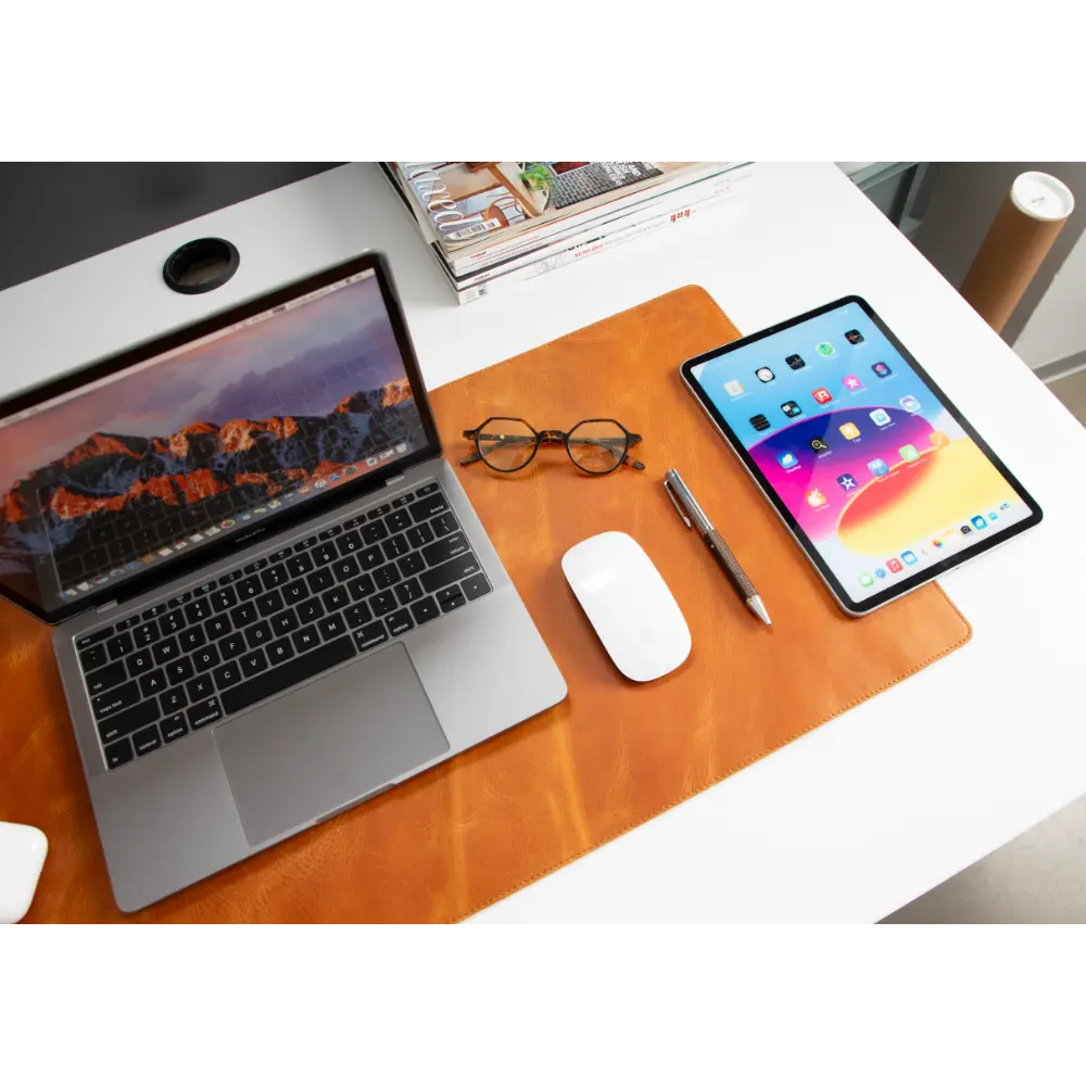 Schreibtischunterlage aus echtem Leder, 37 x 80