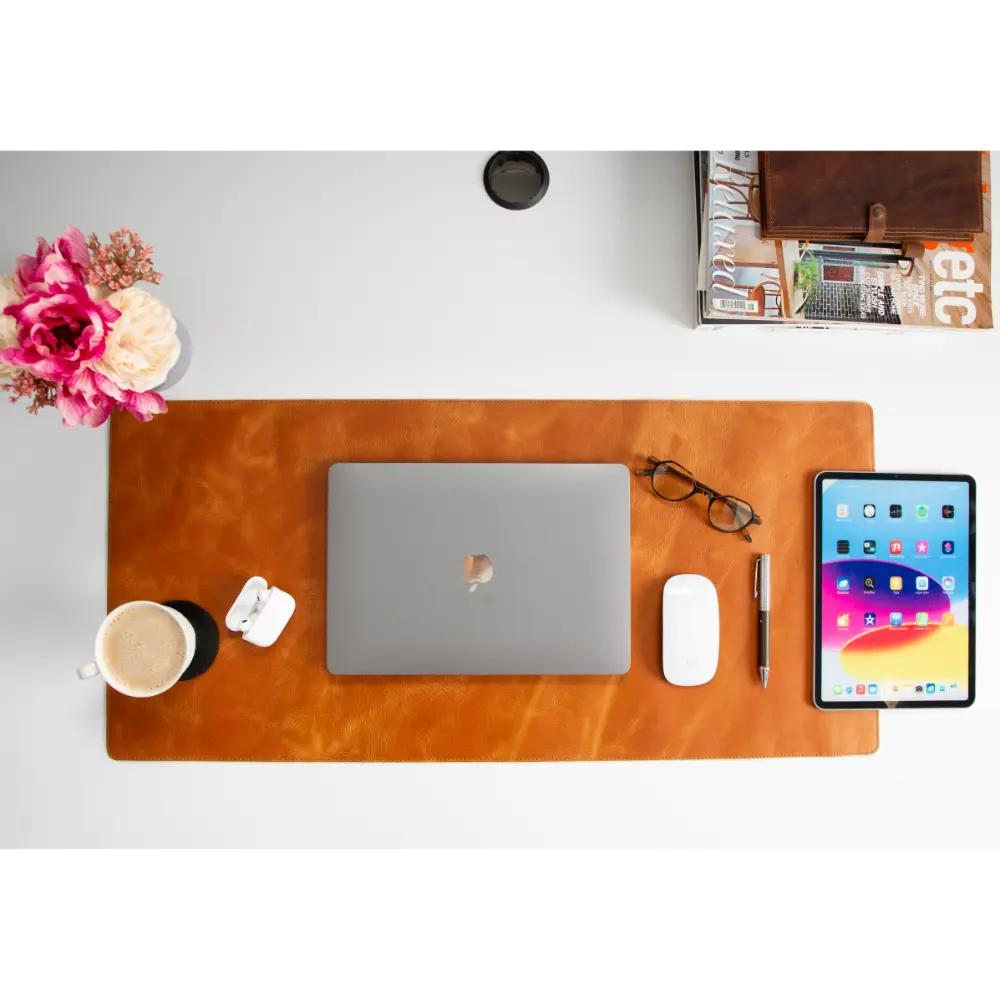 Schreibtischunterlage aus echtem Leder, 37 x 80