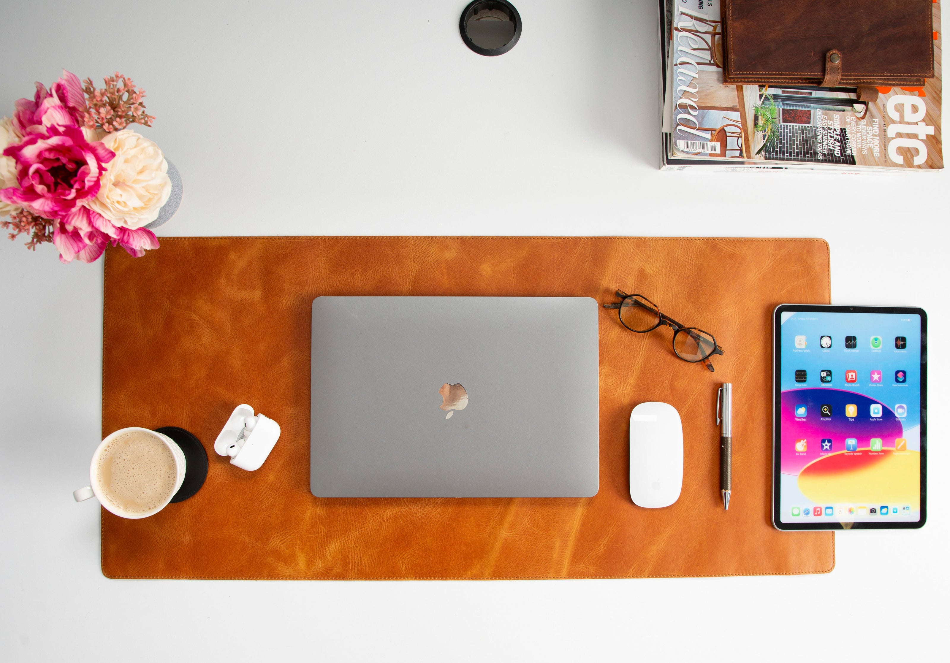 Anpassbare Schreibtischunterlage aus echtem Leder