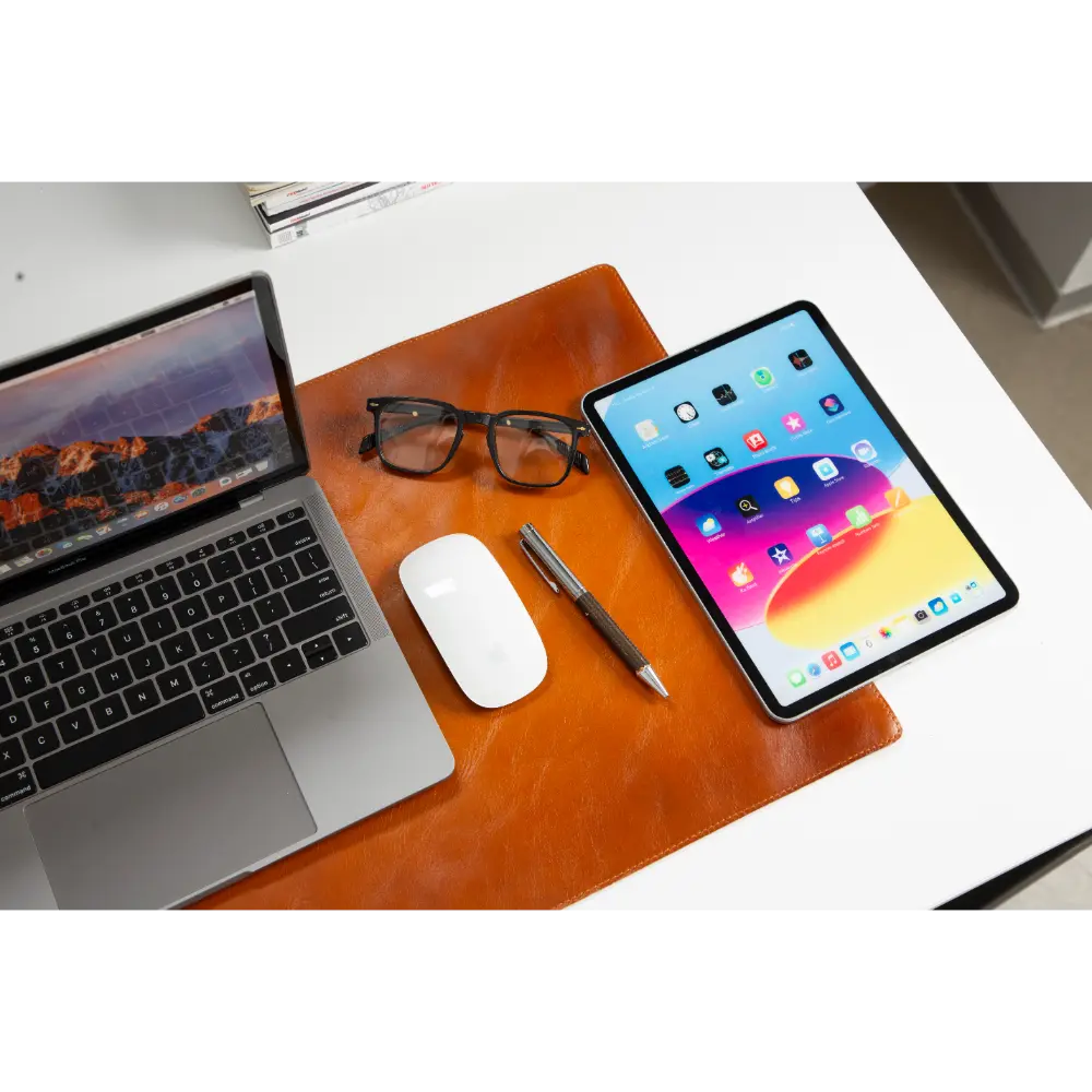 Schreibtischunterlage aus echtem Leder, 37 x 80