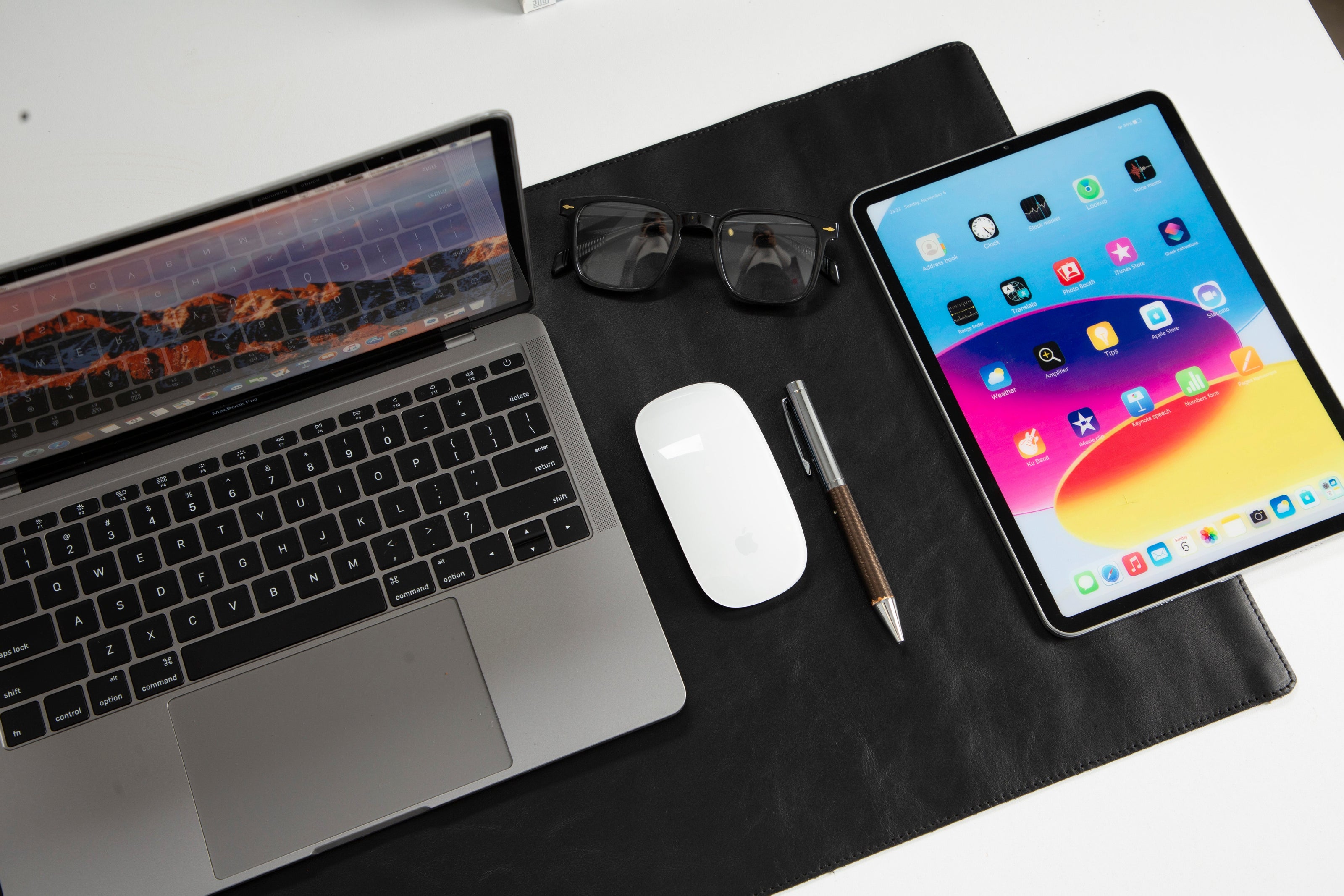 Schreibtischunterlage aus echtem Leder, 37 x 80