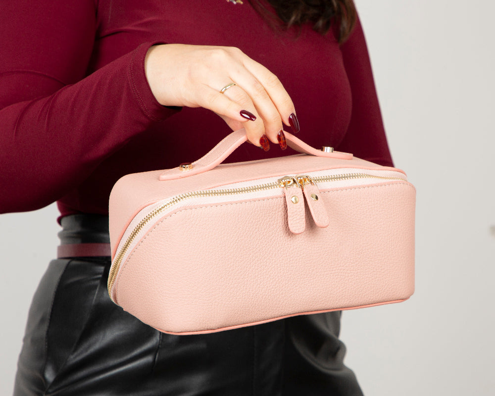 Ella Genuine Leather Cosmetic Bag - Luxury Toiletry Bag for Women & Men