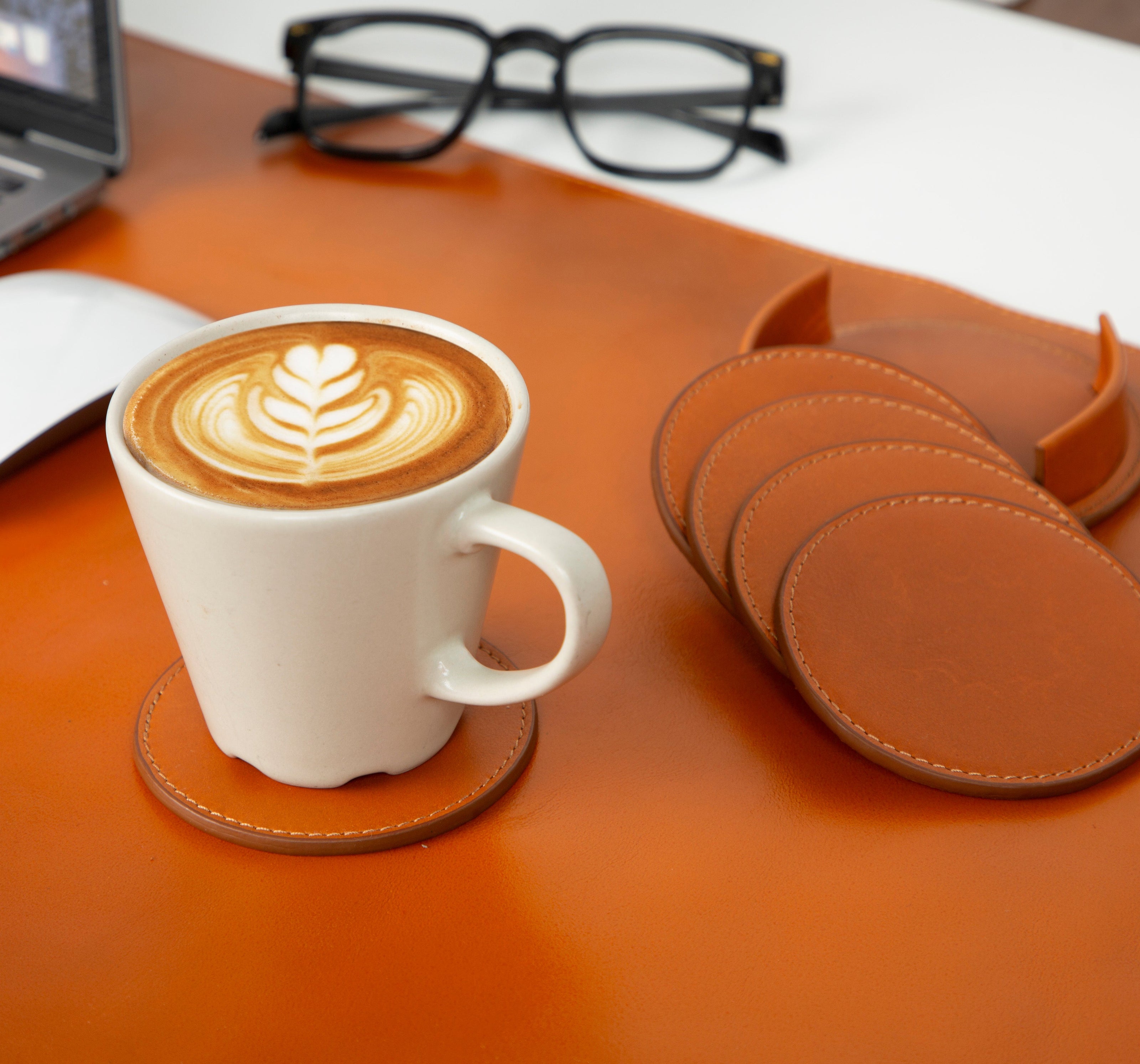 Divine Cup Leather Coaster Set
