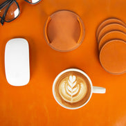 Divine Cup Leather Coaster Set