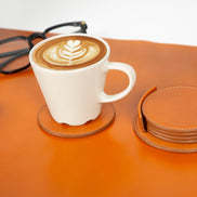 Divine Cup Leather Coaster Set
