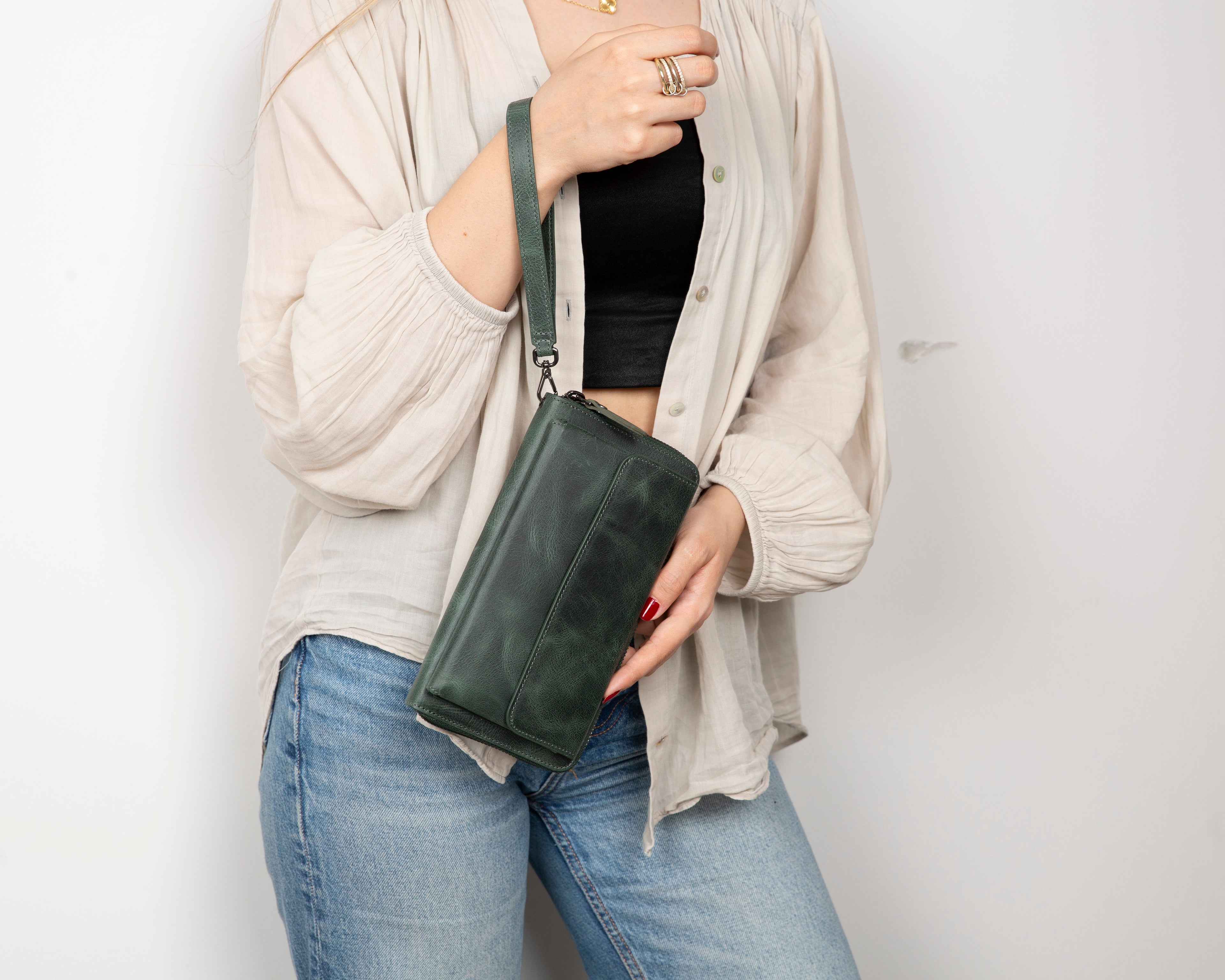 Aristo Genuine Leather Clutch Bag - Minimalist Wristlet Wallet & Pouch Bag